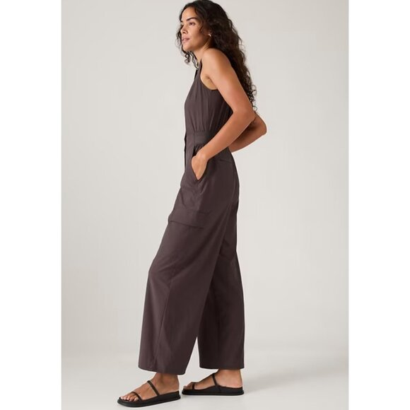 New Athleta 10 Brooklyn Utility Jumpsuit Shale Size 10 - Picture 6 of 7